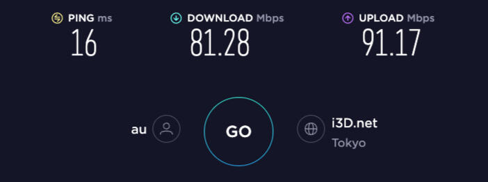 Speedtest: Down 81.28 Up 91.17